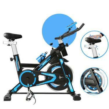 Imagem de Bicicleta Spinning Ergométrica Roda Inércia 13kg Carga 150kg Azul - Fu