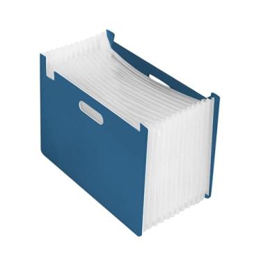 Imagem de Milageto Organizador de Arquivos Sanfonado, Armário de Arquivo, Organizador de Mesa Portátil, Pasta de Arquivo Expansível, Pasta de Arquivo Sanfonada para Escr, Azul profundo, Tamanho real