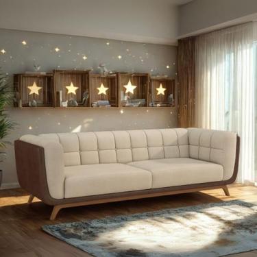 Imagem de Sofá 3 Lugares 240cm Com Pés Em Madeira Linha Premium Compose Em Boucl