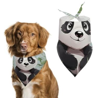 Imagem de Cachecol triangular de poliéster estampado panda para animais de estimação - Tamanho único (70 x 30 cm)