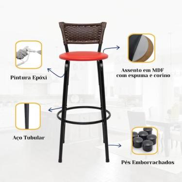 Imagem de Banqueta Cadeira Banco Alta Para Cozinha Gourmet Balcão Bancada Área G