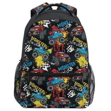 Imagem de Mochila Wamika Monster Truck Racing Cars para crianças de 3 anos ou mais