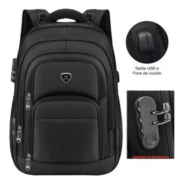 Imagem de Mochila Juvenil Reforçada Impermeável Cor Preto Desenho Liso 50L - PIE