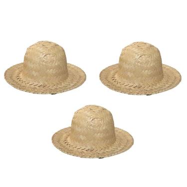 Imagem de Kit 3 Mini Chapéus De Palha Para Festa Junina Caipira 18Cm