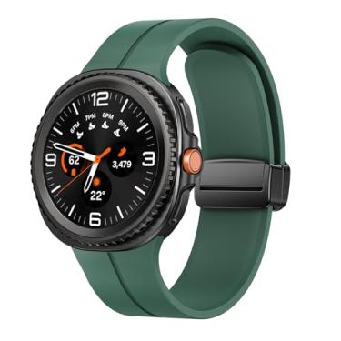 Imagem de Sodhad Pulseira magnética compatível com Samsung Galaxy Watch 8 Classic de 46 mm de silicone macio ajustável para Galaxy Watch 8 de 44 mm e 40 mm, masculina e feminina (verde)