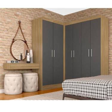 Imagem de Guarda Roupa Solteiro Modulado Itala Boreal/grafite - Móveis Arapongas