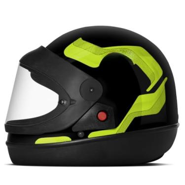 Imagem de Capacete Moto Fechado Integral Masculino Feminino Automático Pro Tork Sport Moto 788 viseira Cristal Transparente (56,PRETO - AMARELO)