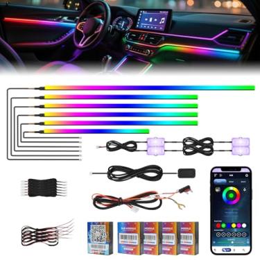 Imagem de Fita de LED para carro Dreamcolor atualizada 2025 com aplicativo autodesenvolvido RGB 10 em 1 | Controle de zona dupla | Tiras de LED super brilhantes | Sincronização de música | Luzes LED internas de