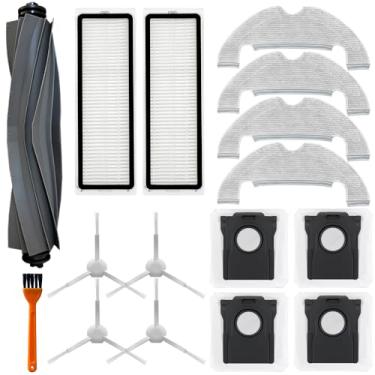 Imagem de Acessórios de peças de reposição D10 Plus Gen 2 compatíveis com aspirador de pó robô Dreame D10 Plus Gen 2, incluindo 1 escova principal, 2 filtros Hepa, 4 esfregões, 4 escovas de varredura de bordas