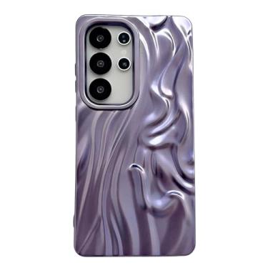 Imagem de Caseative Capa para Samsung Galaxy S23 Ultra, capa de telefone macia plissada ondulada cromo ondulado (roxo, S23 Ultra)