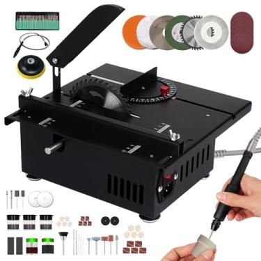 Imagem de Tewpoy Mini Serra De Mesa Para Artesanato Com Superfície Trabalho Expandida, Multifuncional 400 W, Pequena Portátil, Corte 0 A 90°, Faça Você Mesmo, Madeira, Acrílico E Pcb