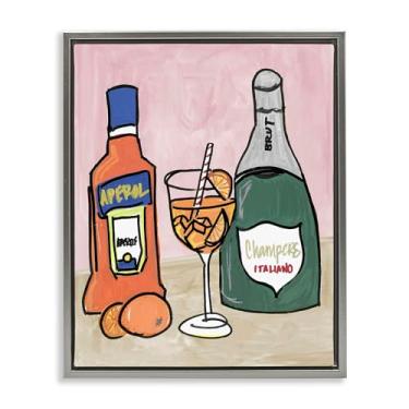 Imagem de Stupell Industries Aperol And Champagne Gray Framed Floater Canvas Wall Art Design por NOLA JAMES, 78 x 64 cm
