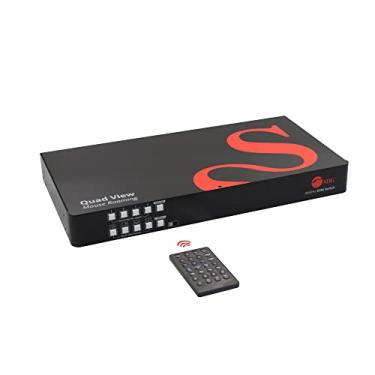 Imagem de SIIG 4 portas 4K HDMI KVM Switch Multiviewer – 4 em 2 saídas, 4K @60Hz, Quad Viewer, teclado/mouse USB, 2x USB-A 3.2 geração 1, 2x USB 1.1, entrada de microfone, saída estéreo, RS-232, teclas de