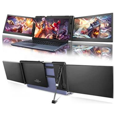 Imagem de BQAA Monitor portátil duplo triplo portátil de 30 cm para laptop, extensor de tela FHD 1080p IPS com função completa tipo C para laptop Windows de 13,3 a 16,5 polegadas, apenas Windows Laptop/Android