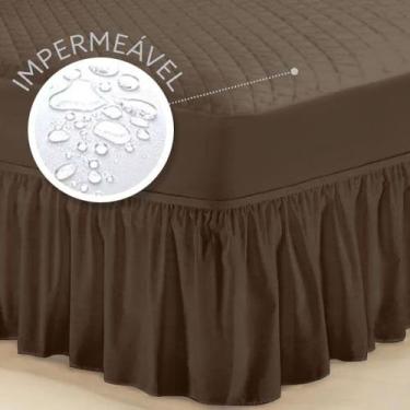 Imagem de Conjunto Impermeável Capa Casal Padrão Marrom + Saia box - CasaHome
