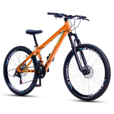 Imagem de Bicicleta Vikingx Tuff 30 Aro 26 21v Shimano Freio A Disco Suspensão Dianteira Alumínio Laranja 13