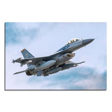 Imagem de F-16 Fighter Falcon Jet Fighting Poster Avião Militar Arte de Parede Cartazes Avião Avião Impressão em Tela Pintura Arte de Parede para Homens Quarto Sala de Estar Escritório (Azul, 40 × 60 cm), Sem