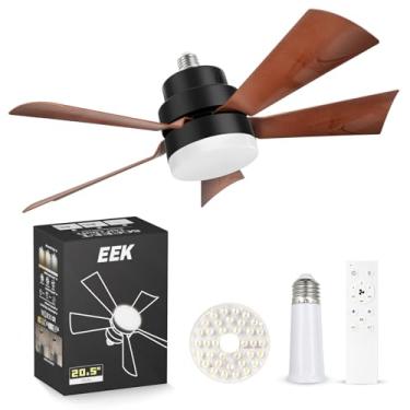 Imagem de EEK Luz de ventilador de soquete com design ultra silencioso, ventiladores de teto de 20,5 polegadas com luzes LED e controle remoto, luz de ventilador rosqueada para E26/E27, 3Speeds 3 cores 3000
