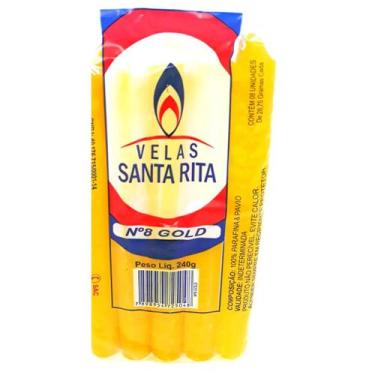 Imagem de Vela Palito Votiva Colorida Número 8 Gold Parafina Pura Verde Amarela 