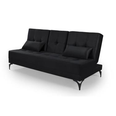 Imagem de Sofa cama colorado reclinavel com mesinha porta copos tecido suede - T