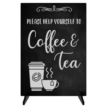 Imagem de Please Help Yourself To Coffee & Tea Sign/Notice - Placa independente para convidados, clientes, clientes, manhãs de café, reuniões, conferências onde bebidas são servidas. Tamanho A4 com suporte de