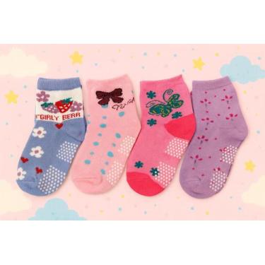 Imagem de Kit meias infantil meninas 4 a 6 anos com antiderrapante - Nice cotton