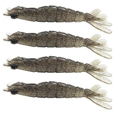 Imagem de kit 4 Iscas Camarão Artificial 8cm - Pesca Robalo Tucunare Corvina  - 