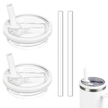 Imagem de Pacote com 2 tampas de canudo de substituição de 850 g para Stanley Quencher, tampa à prova de vazamento para Stanley H2.0 FlowState Tumbler Stanley H2.0, tampa reutilizável à prova de derramamento