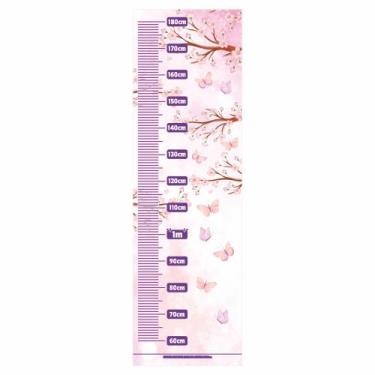 Imagem de Régua Decorativa Para Crescimento borboletas Jardim Rosa - Fixa Person