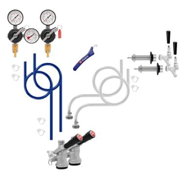 Imagem de Kit de conversão de torneira de cerveja Kegerator para montagem de porta de dois barris DIY com regulador de corpo duplo