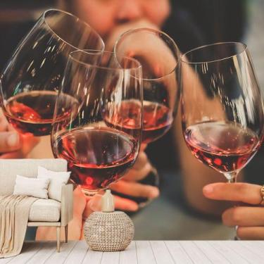 Imagem de Papel de Parede Vinho Brinde Bebida Reunião Sala Adesivo - 216pcm - Al