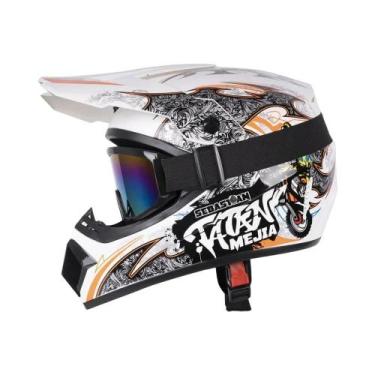 Imagem de Capacete De Motocicleta De Motocross De Rosto Inteiro Capacete Off-roa