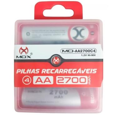 Imagem de 4 Pilhas Aa 2700mah Pilha Mox Recarregável com case