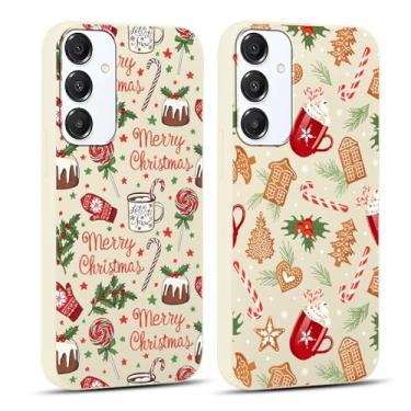 Imagem de Yomjew Pacote com 2 capas de celular Merry Christmas para Samsung Galaxy A16 5G 6,7 polegadas, linda capa de silicone com estampa de biscoitos de Natal, capa de presente macia à prova de arranhões à