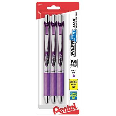 Imagem de Caneta de gel líquido retrátil Pentel EnerGel RTX, linha média, 0,7 mm, Violeta, 3 Pack