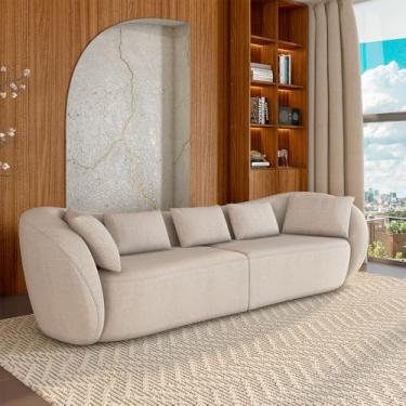 Imagem de Sofá Bipartido Sala de Estar Diamond 232cm com Almofadas Soltas Linho Bege Claro G52 - Gran Belo