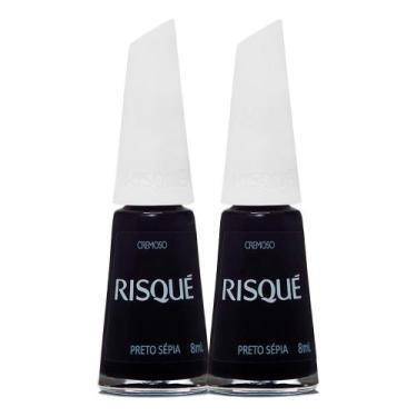 Imagem de Kit 2 Esmalte Risqué Escuro Cremoso Preto Sépia 8ml