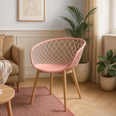 Imagem de Kit 4 Cadeiras Poltrona Clarice Sidera Nest Web C/Apoio De Braço Rosa - Lianto Decor