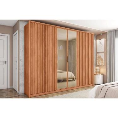Imagem de Guarda Roupa Casal 6 Portas E 4 Gavetas C/ Vidro Reflecta Centurium Freijo - Caemmun