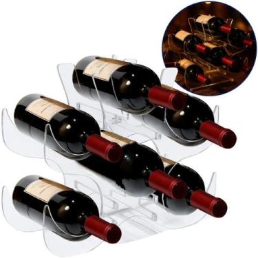 Imagem de Expositor 6 Garrafas de Vinho Moderno Adega Bar Suporte 5mm Suporte Ra
