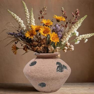 Imagem de Uguisu Vaso de cerâmica rústico, vaso decorativo grande adequado para salas de estar, vaso de fazenda, decoração de casa, vaso de decoração de mesa vintage de terracota (grande)