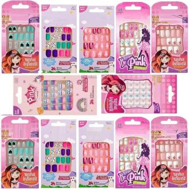 Imagem de Kit 120 Unha Postiça Kids Infantil 10 Caixa Revenda