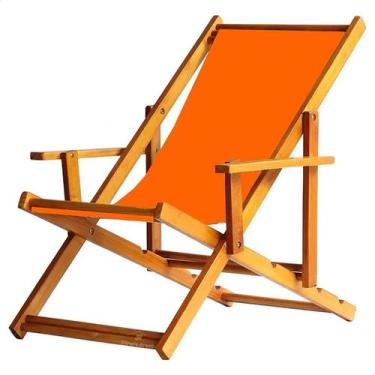 Imagem de Espreguiçadeira Preguiçosa Dobrável Envernizada Mel em Madeira Maciça 