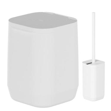 Imagem de Kit Lixeira+Escova Sanitária Aura Para Banheiro Piso/Parede