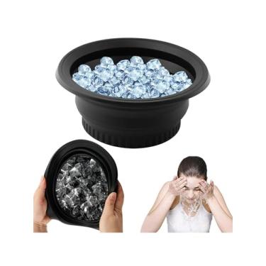 Imagem de Tigela facial para gelo com bandeja de gelo embutida dobrável de silicone para banho de gelo dobrável pequena ferramenta de spa portátil reutilizável para casa, viagem, acampamento
