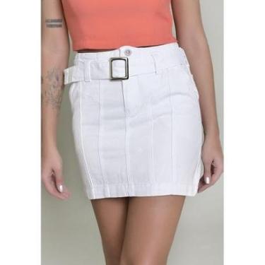 Imagem de Saia Jeans Dialogo Cinto com Fivela no Cós Recort-Feminino