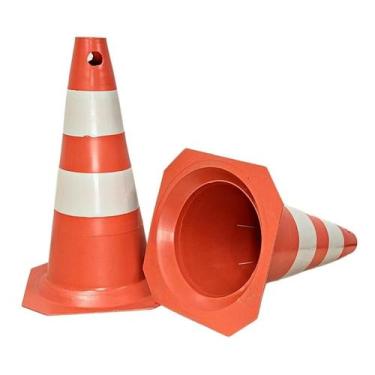 Imagem de Cone Sinalização Laranja E Branco ou preto amarelo rigido varios taman