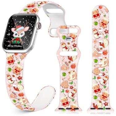 Imagem de Pulseira de relógio de Natal para Apple iWatch Series Ultra/10/9/8/7/6/5/4/3/2/1/SE, tamanhos de 38 mm, 40 mm, 41 mm, 42 mm, 44 mm, 45 mm, 46 mm, 49 mm, boneco de neve, gnomo de silicone, boneco de