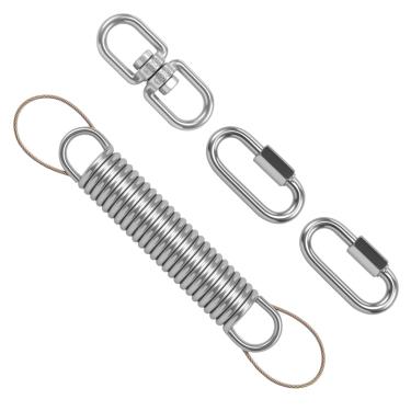 Imagem de KHZSPP Mola de rede resistente, kit de mola giratória, kit de suspensão de cadeira de rede gancho giratório para saco de boxe, cadeira suspensa, academia, peças de balanço de pátio