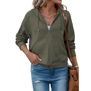 Imagem de Moletom com capuz SHEWIN Oversize Waffle Knit Green 2GG feminino